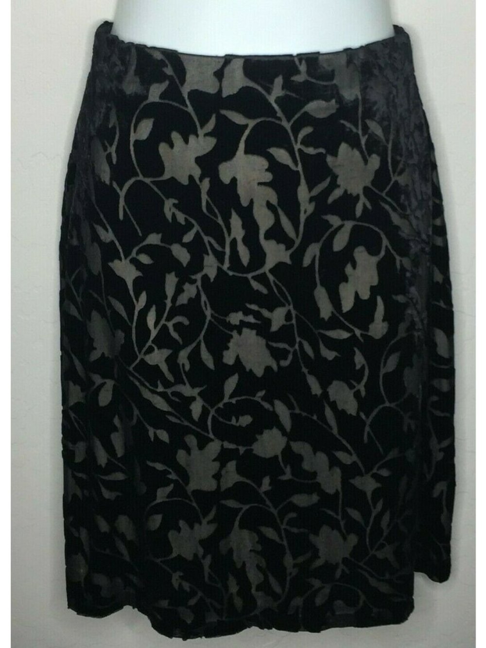 ING International Newport Garment Womens Black Beige Floral Pencil Skirt Small